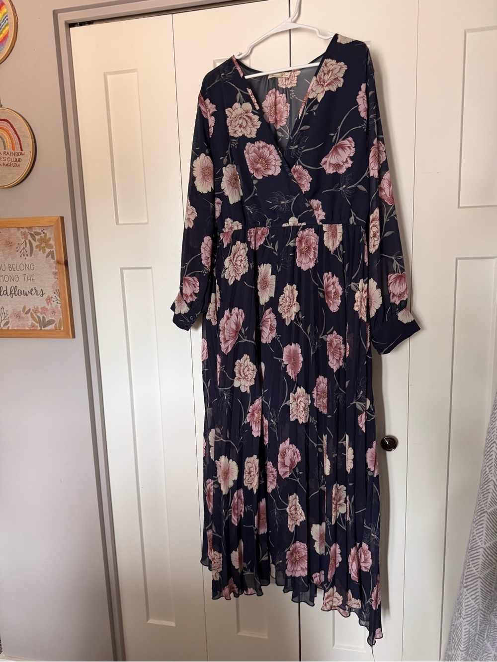 Indigo Rose Navy Floral Dress with Pink Blooms plus size 3X